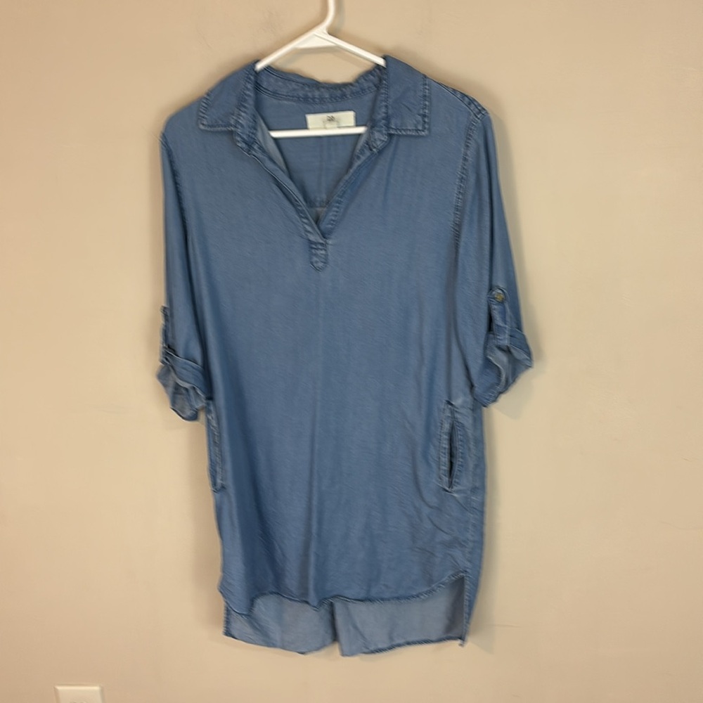 Thread + Supply Blue Chambray Shirt Dress Size Medium
